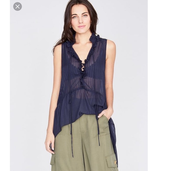 RACHEL Rachel Roy Hi-Low Navy Tallulah Top - Picture 2 of 7